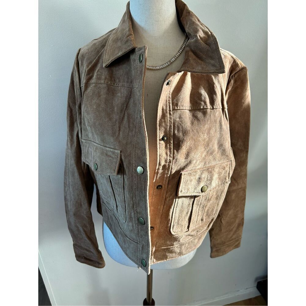 Forever 21 brown leather suede jacket size L